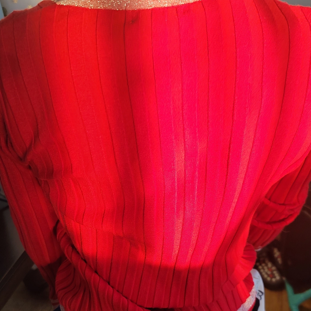 ❗️ Red Women's sweater with Silver Accents . FONTANA ❗️ - Picture 2 of 12